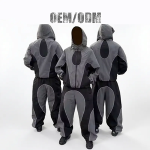 Waterproof Printed Winter Casual Outdoor Zipper Hood Jacket Pant Sets Men's <b>Wind</b> <b>Breaker</b> Solid Polyester/Cotton Fleece - Product Image 1