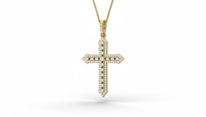 Pendentif croix délicat en or 14 carats et diamant naturel pour femme, or et diamant d'environ 0,52 carat - Product Image 4