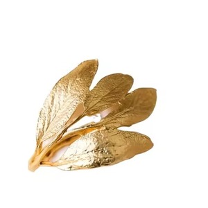 Golden Leaf Design Napkin Ring Casting Style Metal Tissue Holder for Hotel Wedding Table Top Decorative Use Stocked Feature - Product Image 1