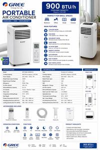 Aire acondicionado portátil de 9000 BTU, ventilador de refrigeración dividido para el hogar, unidad de aire acondicionado eléctrica blanca, aire acondicionado con control remoto - Product Image 2