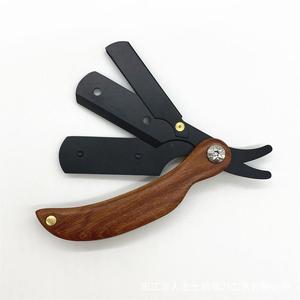Mango de madera Barbero Hair Shaving Razor Cuchillo de afeitar portátil - Product Image 1