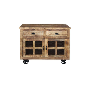 Aparador de madera de mango macizo rústico industrial moderno Gabinete de buffet de almacenamiento de cocina y sala de estar de lujo con acabado natural - Product Image 2