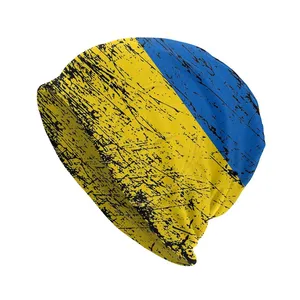 Topi rajut hangat musim dingin uniseks topi Bonnet Ukraina dewasa topi kupluk Ukraina bendera Ukraina untuk pria wanita