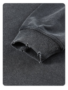 En blanco 500gsm negro Vintage cuello redondo venta al por mayor logotipo personalizado de gran tamaño cuello redondo desgastado piedra ácido lavado sudadera para impresión - Product Image 6