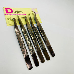 Pinzas para pestañas de acero inoxidable con logotipo personalizado Dorlon, pinzas para pestañas de calidad sostenible de Color personalizado - Product Image 1