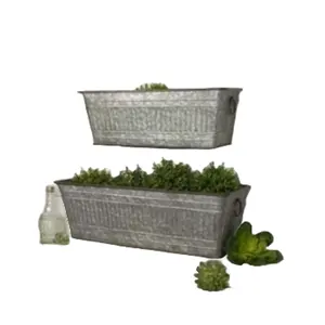 Lot de 2 jardinières galvanisées en métal fabriqué à la main pour la décoration de la maison et du jardin en métal pur forme personnalisée de taille normale