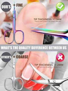 Ciseaux à cuticules en acier inoxydable, lame fine incurvée, pince à cuticules, coupe-sourcils, coupe-cils, peau sèche, outils de manucure - Product Image 2