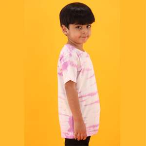 T-shirt tricoté en pur coton pour garçons, longueur régulière, col rond, demi-manches, lavande, Tie and Dye, 100% - Product Image 4