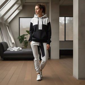 Oversize Drop Shoulder Chándal Mujer Ropa deportiva Jogger Conjunto de dos piezas Pullover Sudadera con capucha y pantalones de chándal Chándal Damas - Product Image 4