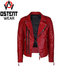Chaqueta de Motociclista de Cuero para Hombre, Negra Sólida, Hecha a Medida al por Mayor, Piel de Oveja de Primera Calidad, Estilo Urbano, para Invierno - Product Image 6