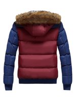 Blouson matelassé d'hiver à capuche pour homme grande taille, color-block, en tissu toile respirant pour l'extérieur 2026