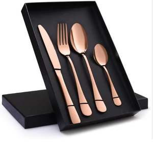 Juego de Cubiertos de Acero Inoxidable en Tono Dorado, Estilo Real, Elegante, Duradero, Ligero y Sostenible - Product Image 4