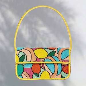 Bolso de Hombro Hecho a Mano con Cuentas de Semillas y Diseño de Frutas para Mujer, Cartera de Cuentas con Diseño de Limón, Cereza y Fresa, Accesorios de Moda, Bolsos de Verano - Product Image 3