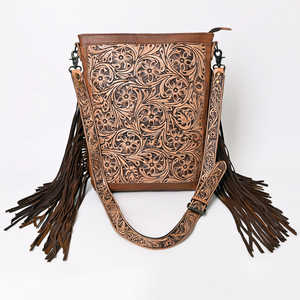 Sac à bandoulière à franges en cuir fait à la main Western Boho sac à bandoulière avec motif de sculpture florale usinée pour les femmes - Product Image 6