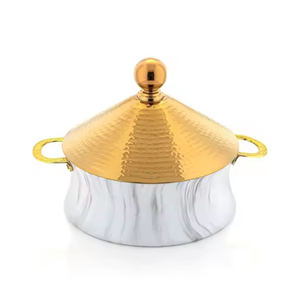 Modern Vintage Designer <b>Lid</b> Insulated Double Wall Casserole Serving Metal Hot <b>Pots</b> Top Trending Hot Food Server - Product Image 2