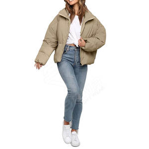 <b>Women's</b> <b>Lightweight</b> Winter <b>Quilted</b> Puffer <b>Jacket</b> Satin Fabric Zipper Closure Shearling Leather Breathable Printed Waterproof - Product Image 5