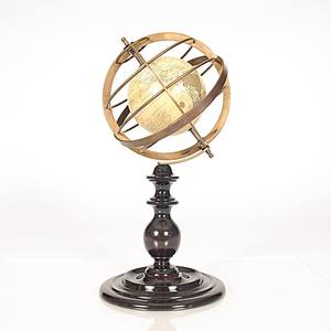 Globe en laiton avec anneaux décoratifs, carte du monde, affichage, 19,1Lx20,3Wx41,9H cm - Product Image 1