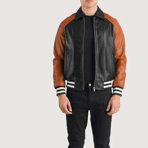 Veste en cuir à col rabattu pour hommes, nouvelle coupe ajustée, collège décontracté, meilleure vente de haute qualité - Product Image 1