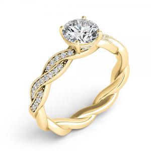 14k Yellow <b>Gold</b> Diamond Twisted Bridal <b>Set</b> 0.42ct Diamond <b>Rings</b> - Product Image 2
