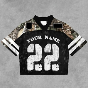 Maillot de football personnalisé en gros Crop Tops pour femmes Col en V T-shirt court américain Sublimation Mesh Jersey 2026 Crop Top - Product Image 4