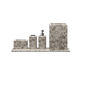 Ensemble de salle de bain en marbre avec porte-brosse à dents Porte-distributeur automatique Dentifrice en vente personnalisée - Product Image 6