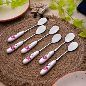 Ensemble de 6 mini-cuillères en métal au design rose rayonnant, manche long, style mignon, pour le thé, le café, les occasions festives, poids 3g, capacité 10ml - Product Image 5