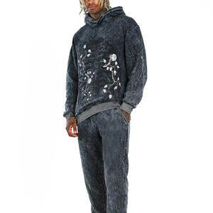 Por encargo de invierno con capucha sólido hombres Regular Fit ácido lavado chándales OEM proveedor 100% algodón polar transpirable ropa deportiva - Product Image 3