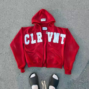 Manufacture Zipper Distress <b>Hoodie</b> <b>Men</b> High Quality Sun Faded Hood <b>Mens</b> Winter Loose Fit Distress Sun Fad Zip-Up <b>Hoodie</b> <b>Men's</b> - Product Image 2