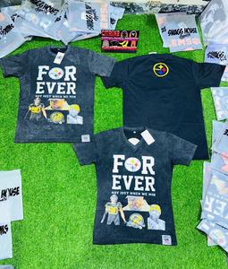 100% algodón lavado ácido camiseta DTF impresión frontal Logo bordado espalda Logo tejido etiqueta lateral corto sólido hecho Tansy Industry - Product Image 6