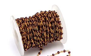 เครื่องประดับโกเมนสีแดงที่ทันสมัยทำด้วยมือลูกปัดสายลูกประคำชุบทองลวดห่อทรงกลมเครื่องประดับงานฝีมือ2มม. - Product Image 4