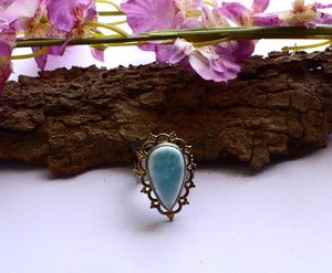 แหวนลาริมาร์ธรรมชาติ925เงินทองโรเดียมชุบโรเดียมเครื่องประดับแฟชั่นที่มีเอกลักษณ์มีสไตล์สำหรับเธอ - Product Image 5