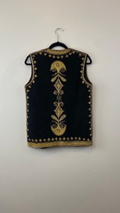 Elegant Traditional Men's Afghani Woolen Waistcoat Intricate Lace Embroidery Breathable Comfortable | Casual Autumn <b>Velvet</b> Vest - Product Image 6