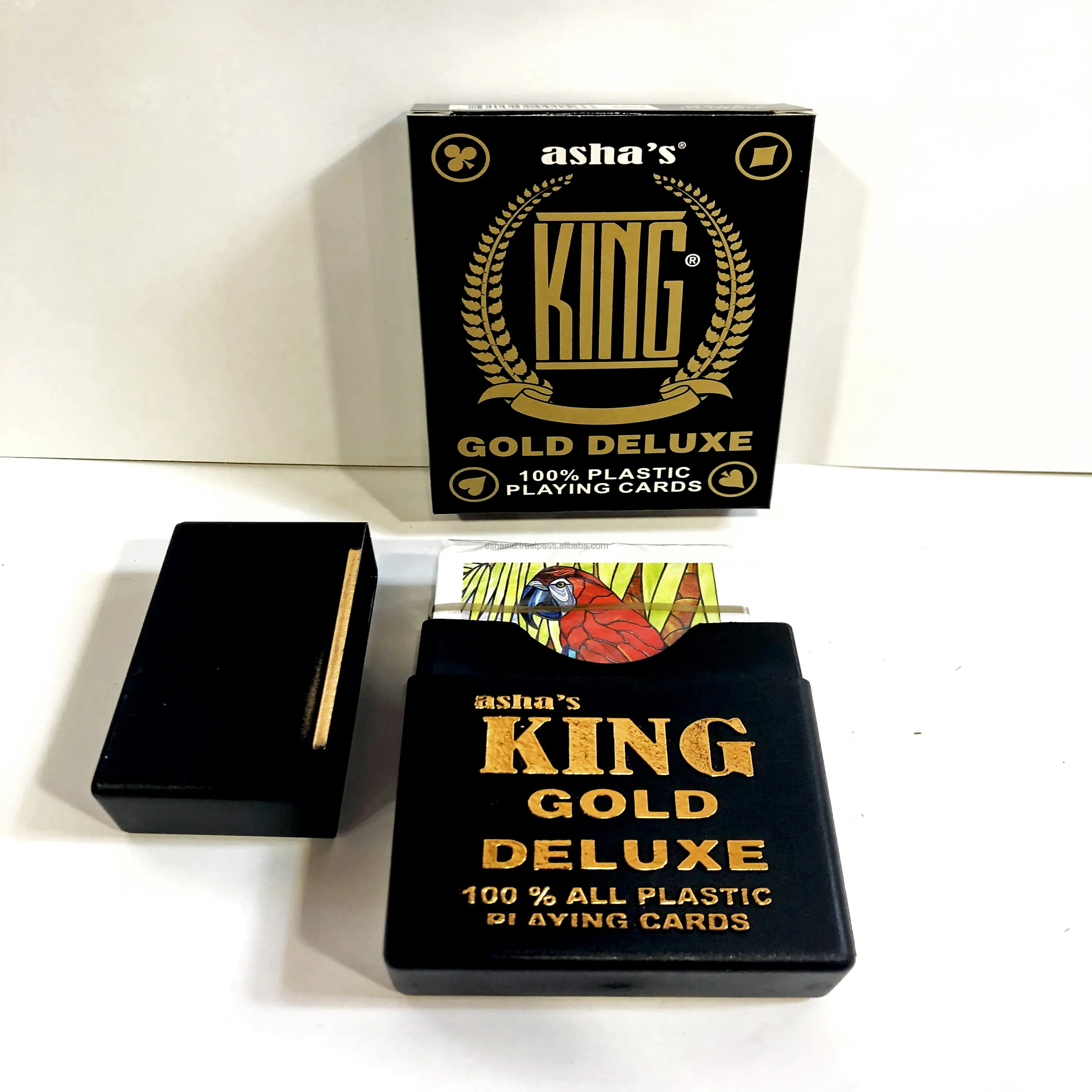 King Gold Deluxe Plastik-Spielkarten-Spiel kundenspezifisches Logo Spiel-Pokerkarten Verkauf von indischem Verkäufer und Hersteller