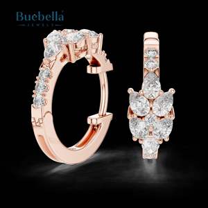 Boucles d'oreilles en forme de feuille de Bali en argent sterling 925 personnalisées avec accessoire de bijoux en diamant élégant en diamant rond - Product Image 5