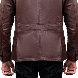 Chaqueta de cuero transpirable de cuero de vaca a prueba de viento con relleno de algodón 100% de alta calidad para hombre - Product Image 5