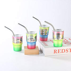 Wholesale 2.5oz Mini Tumbler <strong>Shot</strong> Glass Custom Electroplated Gradient Colors with Lid and <strong>Straw</strong> for Drinking Parties - Product Image 5