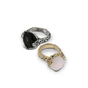 Edler Schmuck made in Italy für den Großhandel Contra rie Cratere Ring aus 925er Silber und Bronze mit Halbe del steinen