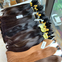 Extensions de cheveux humains vierges vietnamiens Super Double Drawn, couleur foncée, lisses naturels, prix abordable, en vrac, couleurs décolorées de qualité