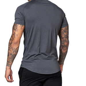 เสื้อยืดผ้าฝ้ายคุณภาพสูงสำหรับผู้ชายเสื้อฟิตเนสแขนสั้นคอกลมสีเทาออกแบบโลโก้เสื้อผ้าฤดูร้อนบริการ OEM - Product Image 3