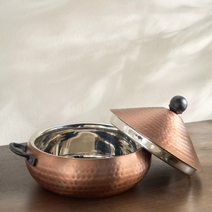 Marmite isotherme dorée et argentée martelée, chauffe-plats antiadhésif en acier inoxydable, base large, couvercle conique, qualité supérieure - Product Image 5