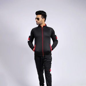 Vêtements de sport modernes pour hommes Survêtement noir et rouge accrocheur Style élégant pour une vie active - Product Image 1