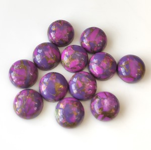 Venta al por mayor exclusiva púrpura cobre turquesa 3mm-40mm Natural parte posterior plana cabujón redondo piedras preciosas sueltas fabricación de joyas - Product Image 5
