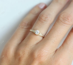 Bague de fiançailles vintage en moissanite taille émeraude, ensemble de mariage, bague de mariée en grappe, pour femme, certifiée GRA, sertie à griffes - Product Image 2