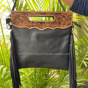Bolso de Mano de Piel de Vaca con Flecos, Bandolera de Cuero con Asa Superior, Colorido, Ideal para Mujer - Product Image 5