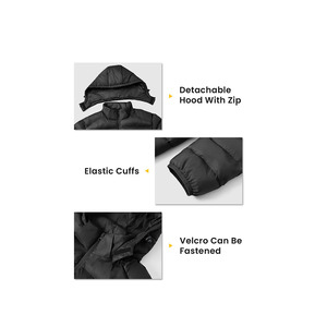 Chaqueta de Invierno para Hombre de Alta Calidad con Cuello Alto, Diseño Moderno, Cortavientos, Abrigada, de Tela de Lona, Color Liso - Product Image 2