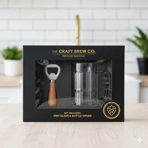 <span class=keywords><strong>Set</strong></span> di <span class=keywords><strong>Bicchieri</strong></span> da <span class=keywords><strong>Birra</strong></span> Pilsner Classici Trasparenti con Logo Personalizzato all'Ingrosso in Confezione Regalo con Apribottiglie in Legno - Product Image 6