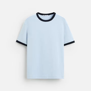 Ropa de calle de Hip Hop de gran tamaño para hombre, camisetas con mangas de bloqueo, corte recortado, ajuste cuadrado suave, diseño liso, Mangas de bloqueo, camisetas para hombre - Product Image 1