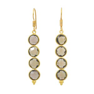 New Arrival 925 Sterling Silver Round Shape <b>Earring</b> 18K Gold Plated Smoky Gemstone <b>Fashion</b> <b>Drop</b> <b>Earrings</b> for Women and Girls - Product Image 5