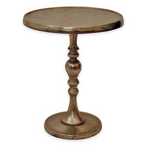 Mesa redonda de latón con superficie artesanal martillada, hecha a mano por expertos artesanos indios con fines decorativos. - Product Image 1