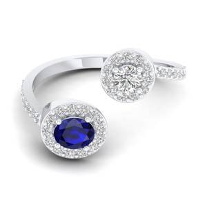 REYES Nouveauté Bague ajustable en argent sterling 925 avec saphir bleu rond de 0,35 carat, bijoux en moissanite VVS pour femmes - Product Image 1